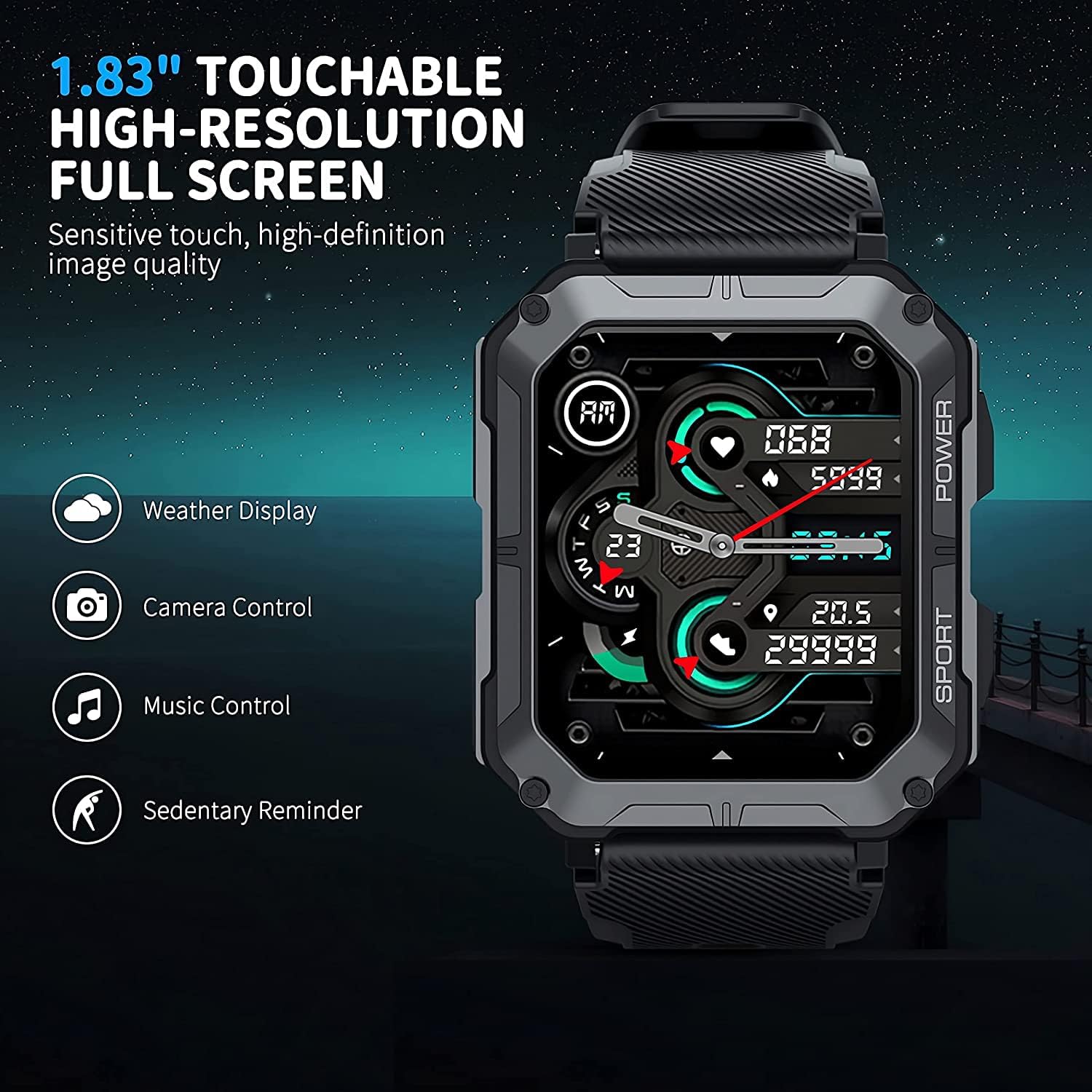 Military Smart Watch with Bluetooth Calling Smartwatch for Men and Women Fitness Tracker with Heart Rate Monitor Sleep and Waterproof Military Smart Watch with Bluetooth Calling Smartwatch for Men and Women Fitness Tracker with Heart Rate Monitor Sleep and Waterproof